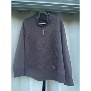 Vintage LL Bean Quilted Sweatshirt Women L 1/4 Zip Camel Toffee Brown